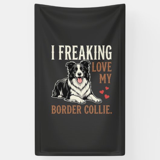 Lustiger Border Collie Liebt Hund Banner (Vertikal)