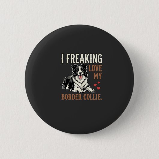 Lustiger Border Collie Liebt Hund Button (Vorderseite)