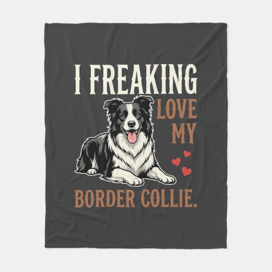 Lustiger Border Collie Liebt Hund Fleecedecke (Vorderseite)