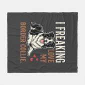Lustiger Border Collie Liebt Hund Fleecedecke (Vorderseite (Horizontal))