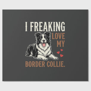Lustiger Border Collie Liebt Hund Geschenkpapier