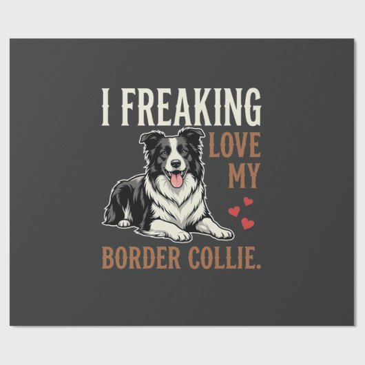Lustiger Border Collie Liebt Hund Geschenkpapier (Flach)