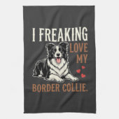 Lustiger Border Collie Liebt Hund Geschirrtuch (Vertikal)