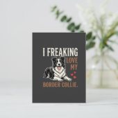Lustiger Border Collie Liebt Hund Postkarte (Stehend Vorderseite)