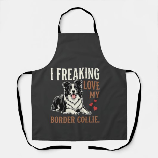 Lustiger Border Collie Liebt Hund Schürze (Vorderseite)