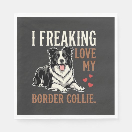 Lustiger Border Collie Liebt Hund Serviette (Vorderseite)