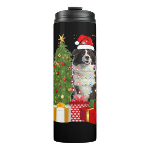 Lustiger Border Collie Weihnachtsbaum Frohe Weihna Thermosbecher