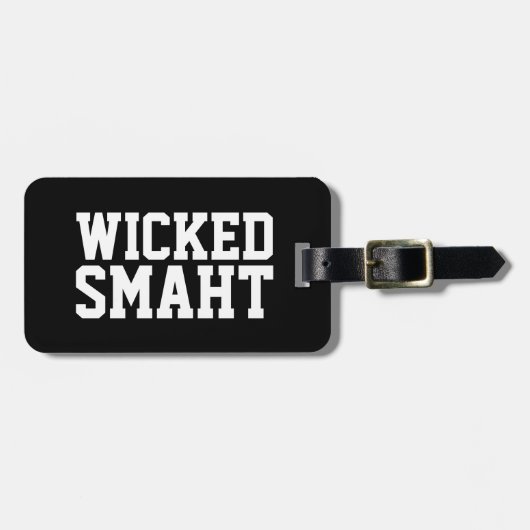 Lustiger Boston-Akzent böse intelligente Smaht Gepäckanhänger (Vorderseite horizontal)