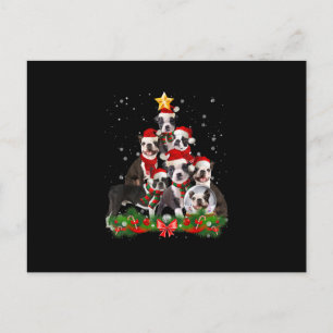Lustiger Boston-Terrier-Hund Weihnachtsbaum Gesche Feiertagspostkarte