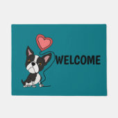 Lustiger Boston-Terrier-Liebe-Cartoon Fußmatte (Vorderseite)