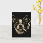 Lustiger Boston Terrier Meme Hund raucht Zigarette Karte (Gelbe Blume)
