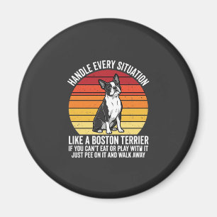 Lustiger Boston Terrier Retro Hund Haltung Magnet