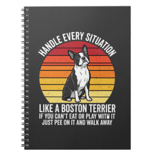 Lustiger Boston-Terrier Retro-Hund Haltung Notizblock