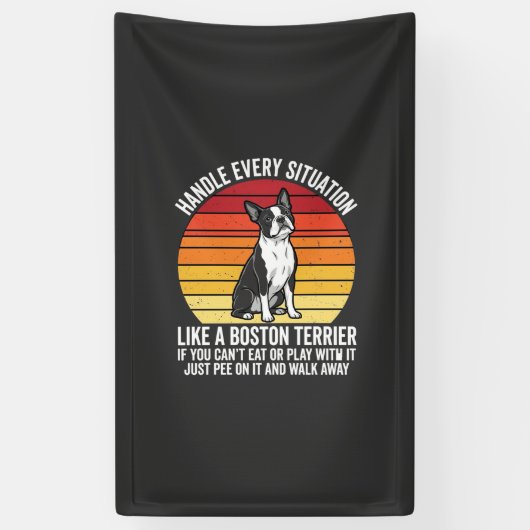 Lustiger Boston Terrier Retro-Hundeattitüde Banner (Vertikal)