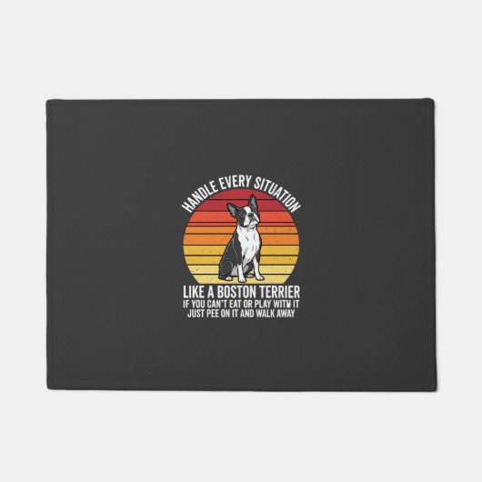 Lustiger Boston Terrier Retro-Hundeattitüde Fußmatte (Vorderseite)