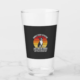 Lustiger Boston Terrier Retro-Hundeattitüde Glas