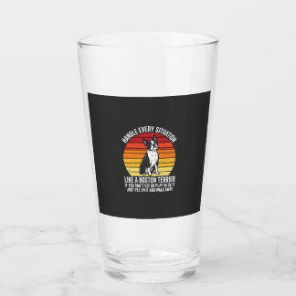 Lustiger Boston Terrier Retro-Hundeattitüde Glas