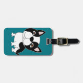 Lustiger Boston-Terrier-Welpen-HundeCartoon Gepäckanhänger (Vorderseite horizontal)