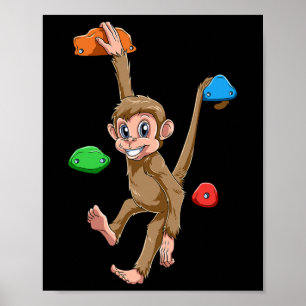 Lustiger Boulder- und Kletteraffe Poster