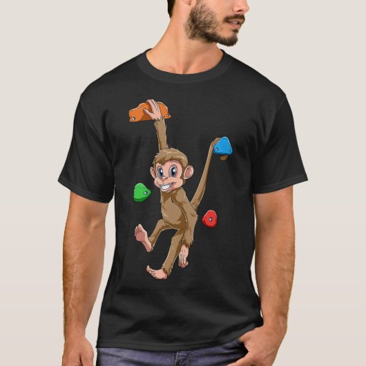 Lustiger Boulder- und Kletteraffe T-Shirt (Vorderseite)