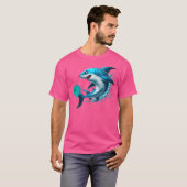 Lustiger Bowling Bowling-Hai spielt Bowling T-Shirt (Vorne ganz)