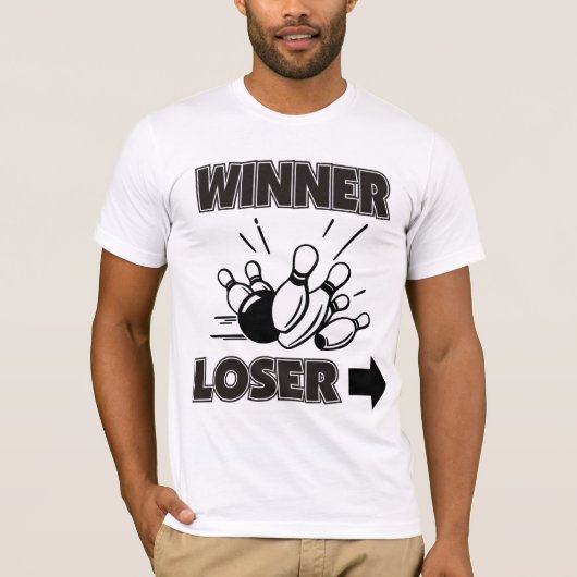 Lustiger Bowling Gewinner Verlierer T-Shirt (Vorderseite)