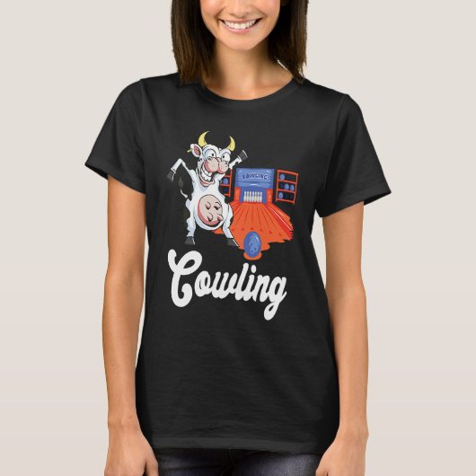 Lustiger Bowling Strike Kuh Bowling Pin Bowlingkug T-Shirt (Vorderseite)