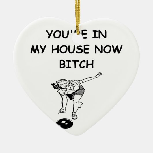 lustiger Bowlingswitz Keramik Ornament (Vorne)