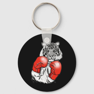 Lustiger Box-Tiger mit roten Handschuhen Kinder Er Schlüsselanhänger