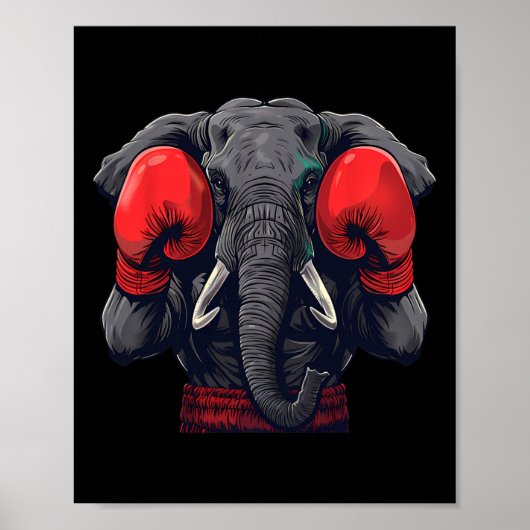 Lustiger Boxer-Elefant mit Boxhandschuhen Kickboxe Poster (Vorne)