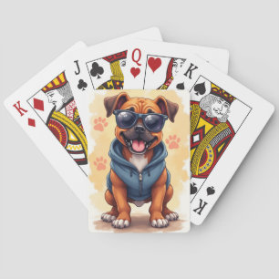 Lustiger Boxer Kawaii Hund Spielkarten