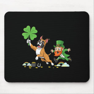 Lustiger Boxerhund Klee St Patricks Day Damen Herr Mousepad