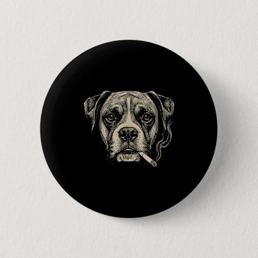 Lustiger Boxerhund-Meme raucht Zigarette Button (Vorderseite)