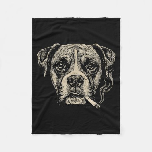 Lustiger Boxerhund-Meme raucht Zigarette Fleecedecke (Vorderseite)