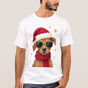 Lustiger Boxerhund Weihnachtslichter Xmas Outfit P T-Shirt