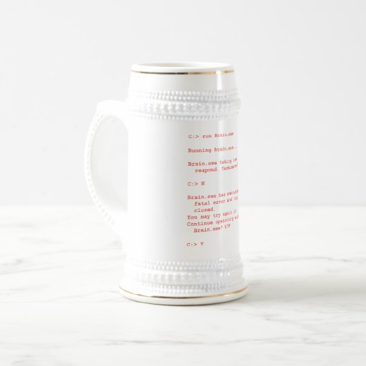 Lustiger Brain.exe Fehler-Computergeek-Spaß Bierglas (Vorderseite Links)