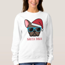 Lustiger brauner Franzose Santa Paws Weihnachten Sweatshirt