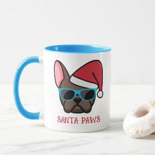 Lustiger brauner Franzose Santa Pfoten Weihnachten Tasse