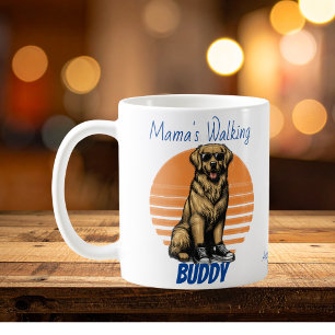 Lustiger brauner Golden Retriever mit Sonnenbrille Kaffeetasse
