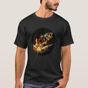 Lustiger brennender Fisch für Bassliebhaber mit gr T-Shirt