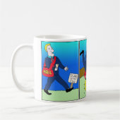 Lustiger Briefträger-Cartoonbecher Kaffeetasse (Links)