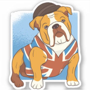 Lustiger britischer Bulldogge Englische Flagge Pat Aufkleber
