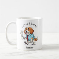 Lustiger Brittany Spaniel Hund Geschäftsanzug Kaff