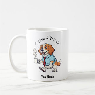 Lustiger Brittany Spaniel Hund Geschäftsanzug Kaff Kaffeetasse