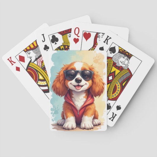 Lustiger Brittany Spaniel Kawaii Hund Spielkarten (Rückseite)