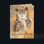 Lustiger Bruder, Geburtstag, Eule wild u. verrückt Karte<br><div class="desc">Lustiger Bruder,  Geburtstag,  Virginia-Uhu wild u. verrückt</div>