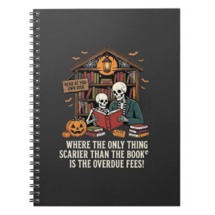 Lustiger Bücherliebhaber Halloween-Skelett-Bibliot Notizblock
