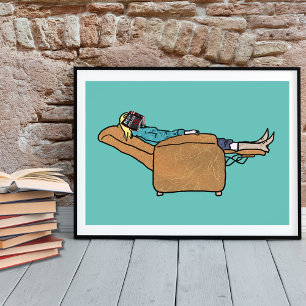 Lustiger Bücherliebhaber Poster