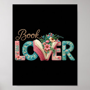 Lustiger Bücherliebhaber vintage Buchwurm floral l Poster