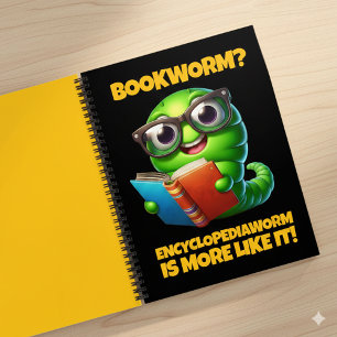 Lustiger Bücherwurm? Eher Enzyklopädiewurm! Notizblock